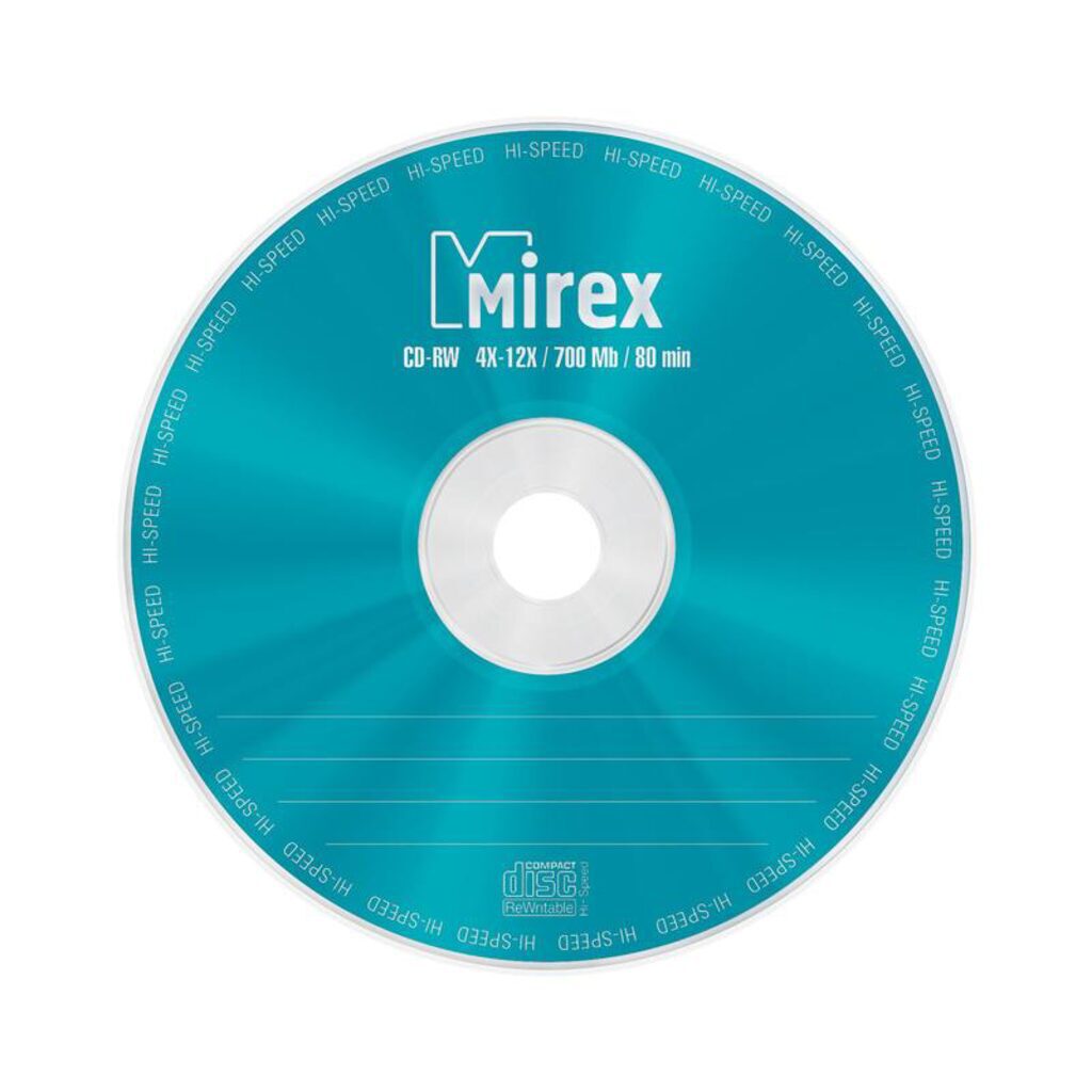 Диск CD-RW Mirex емкость 700Mb скорость 4х-12х в банке 10шт.