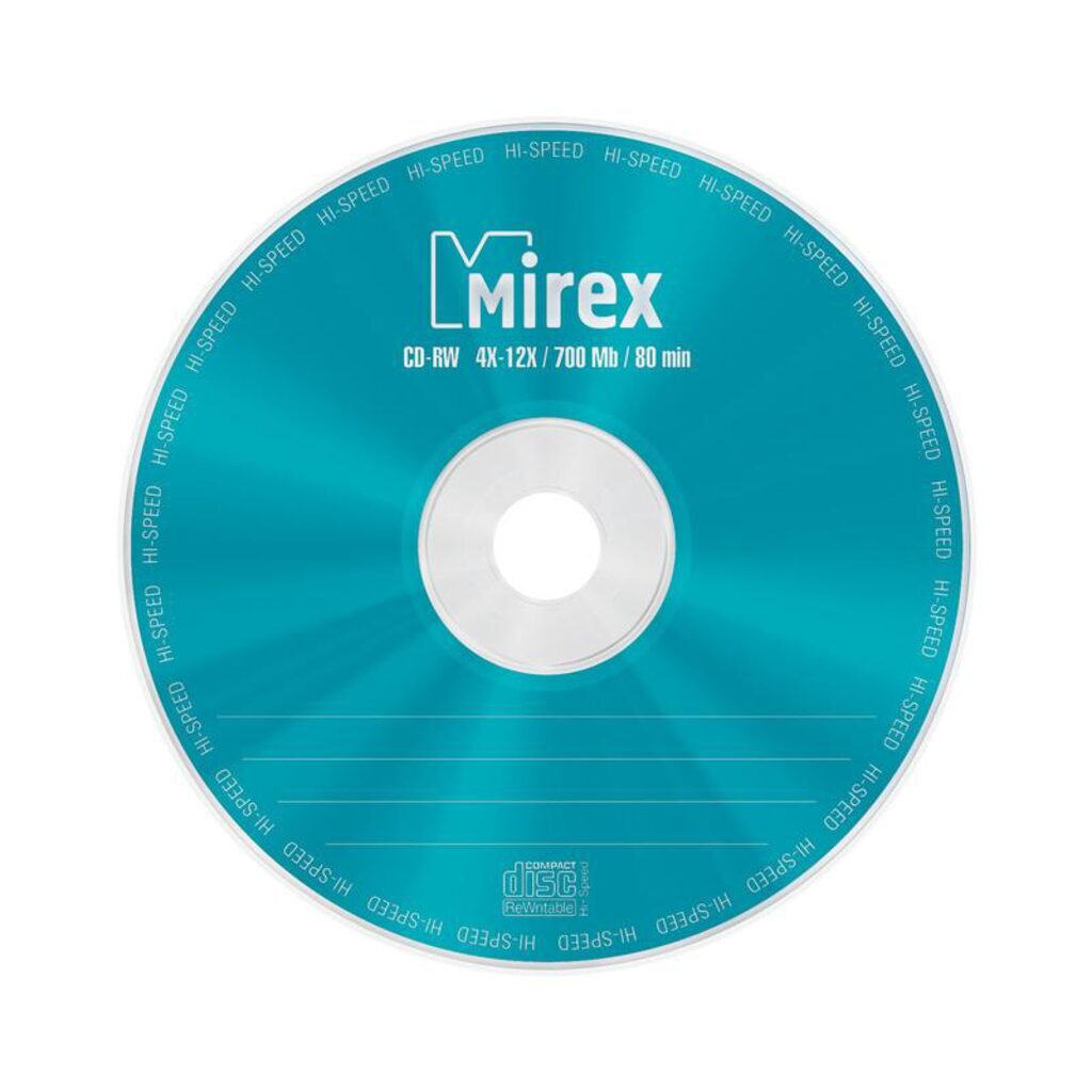 Диск CD-RW Mirex емкость 700Mb скорость 4х-12х в банке 25шт.
