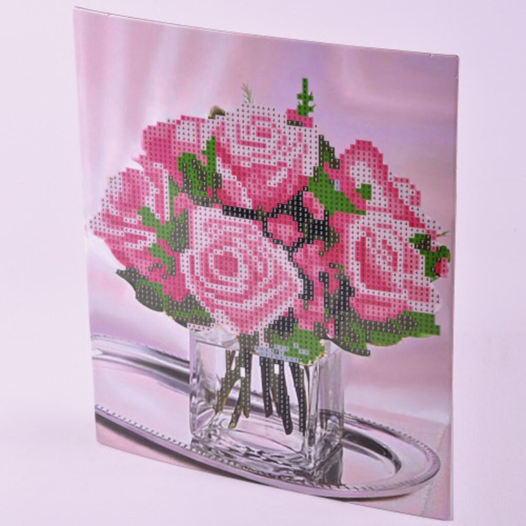Мозаика алмазная по номерам на картоне с мольбертом 21*25см "Розы" (частичная выкладка)*