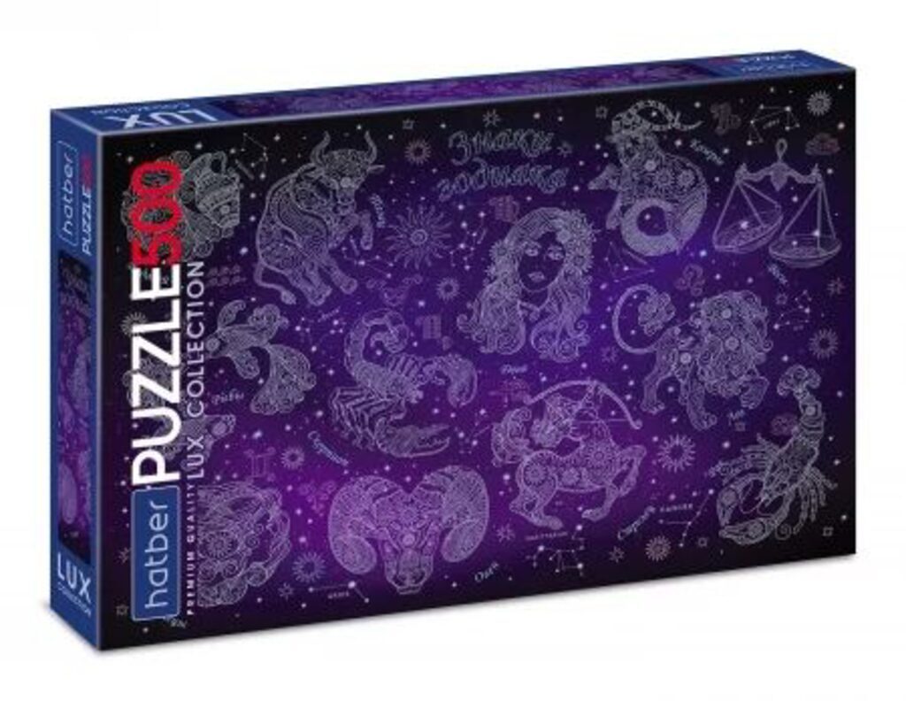 Пазлы  500 элементов  480*330мм. "LUX. Знаки зодиака" мат.лам., 3Dфольга, Premium