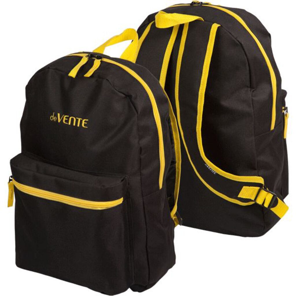 Рюкзак подростковый 40*29*17см deVENTE "Black" , 1 отд, 1 пер.карм, черный с желтым