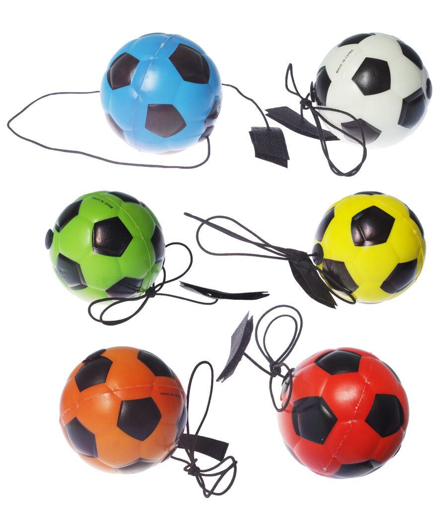 Мячик-бумеранг на резинке 6см "Футбольный мяч" ассорти