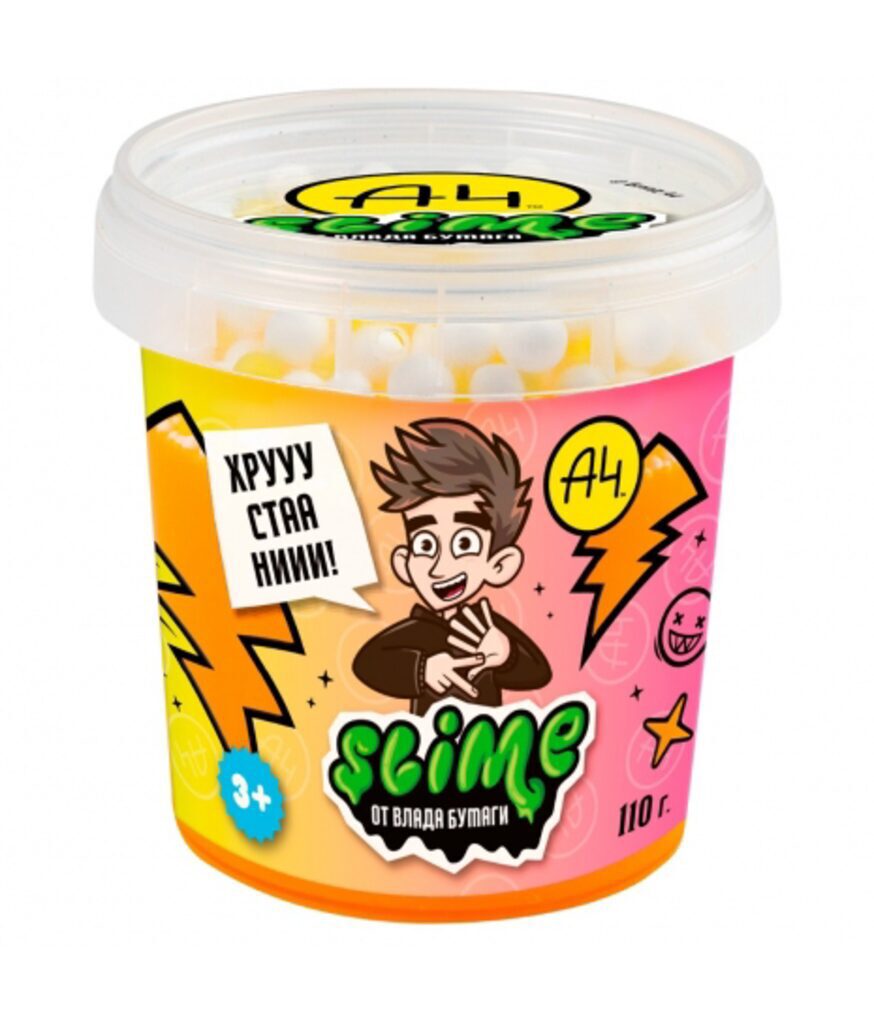 Slime 110гр Влад А4 Crunch-slime, оранжевый