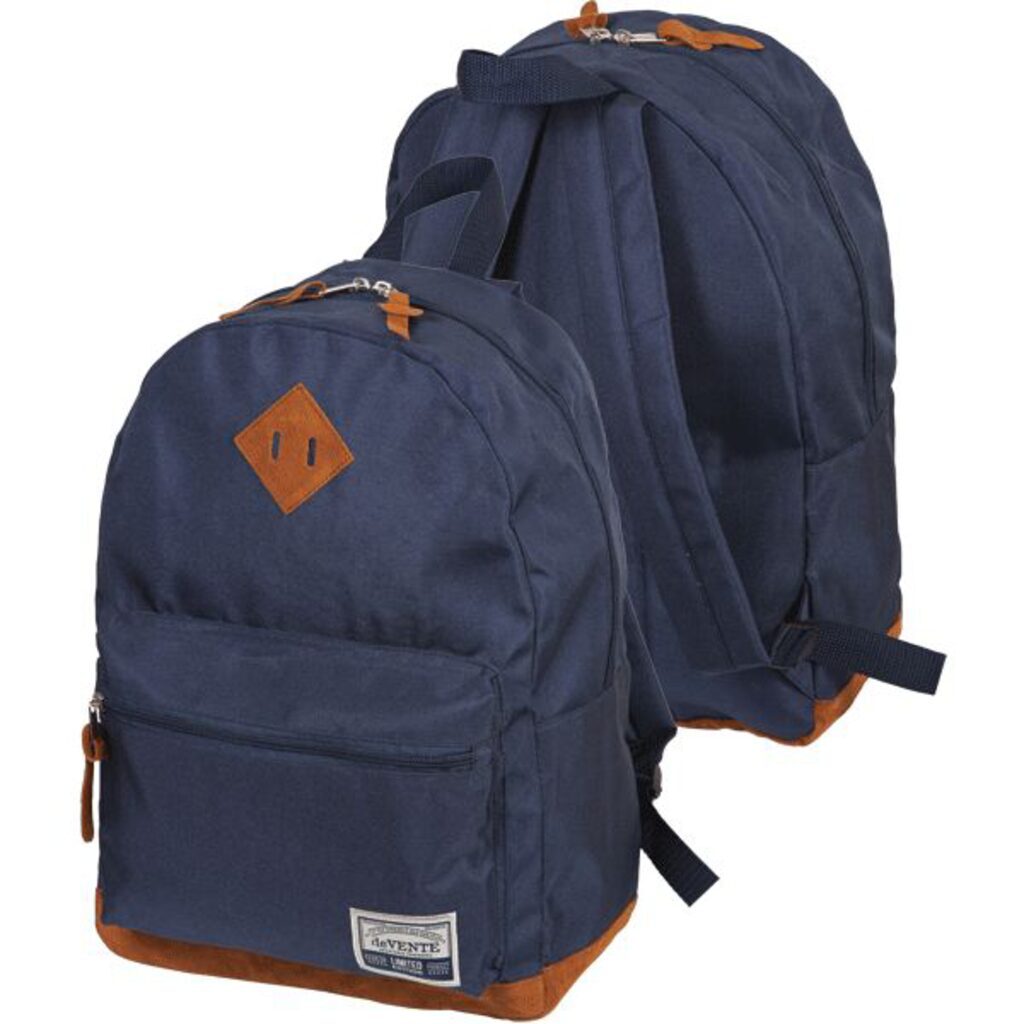 Рюкзак подростковый 40*30*14см  deVENTE"Deerskin. Navy Blue"ткань,1отд.на молн.1карм. отделка замша