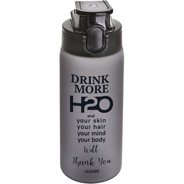Бутылка для воды 550мл "H2O" 20,2x6,8x6,8 см, пластиковая, матовая серая