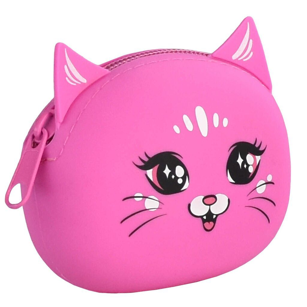 Кошелек Феникс+ "Розовый кот" 9*7*3,5см, силикон, молния