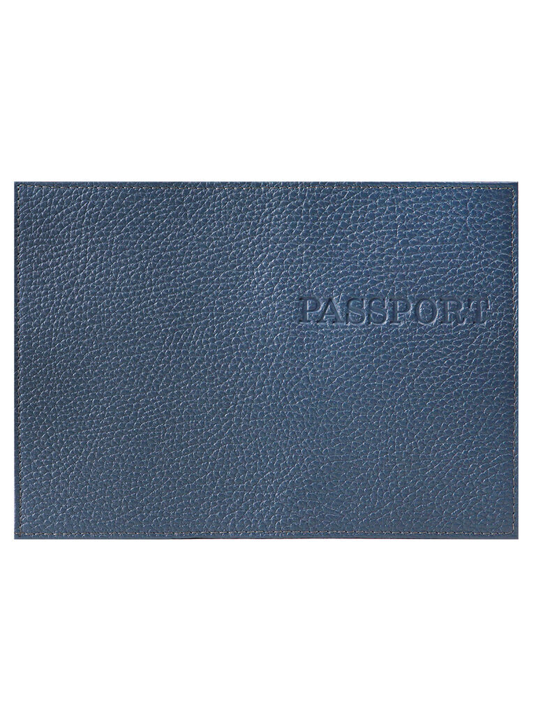 Обложка для паспорта натуральная кожа PASSPORT темно-синий, тисн.конгрев