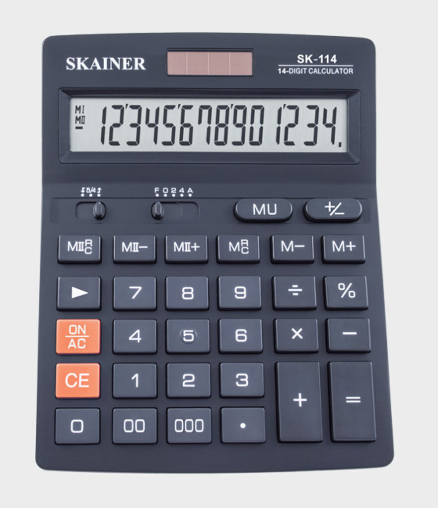 Калькулятор  14 разр. Skainer  настольный, двойное питание, черный SK-114