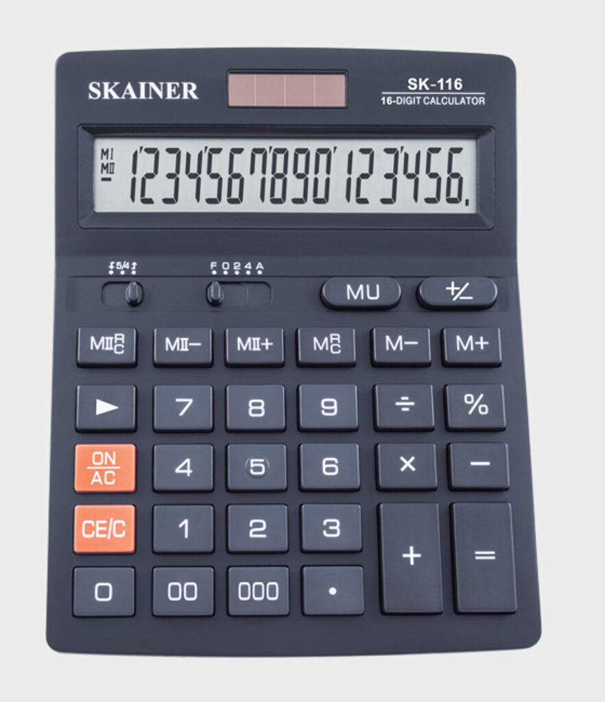 Калькулятор  16 разр. Skainer  настольный двойное питание черный