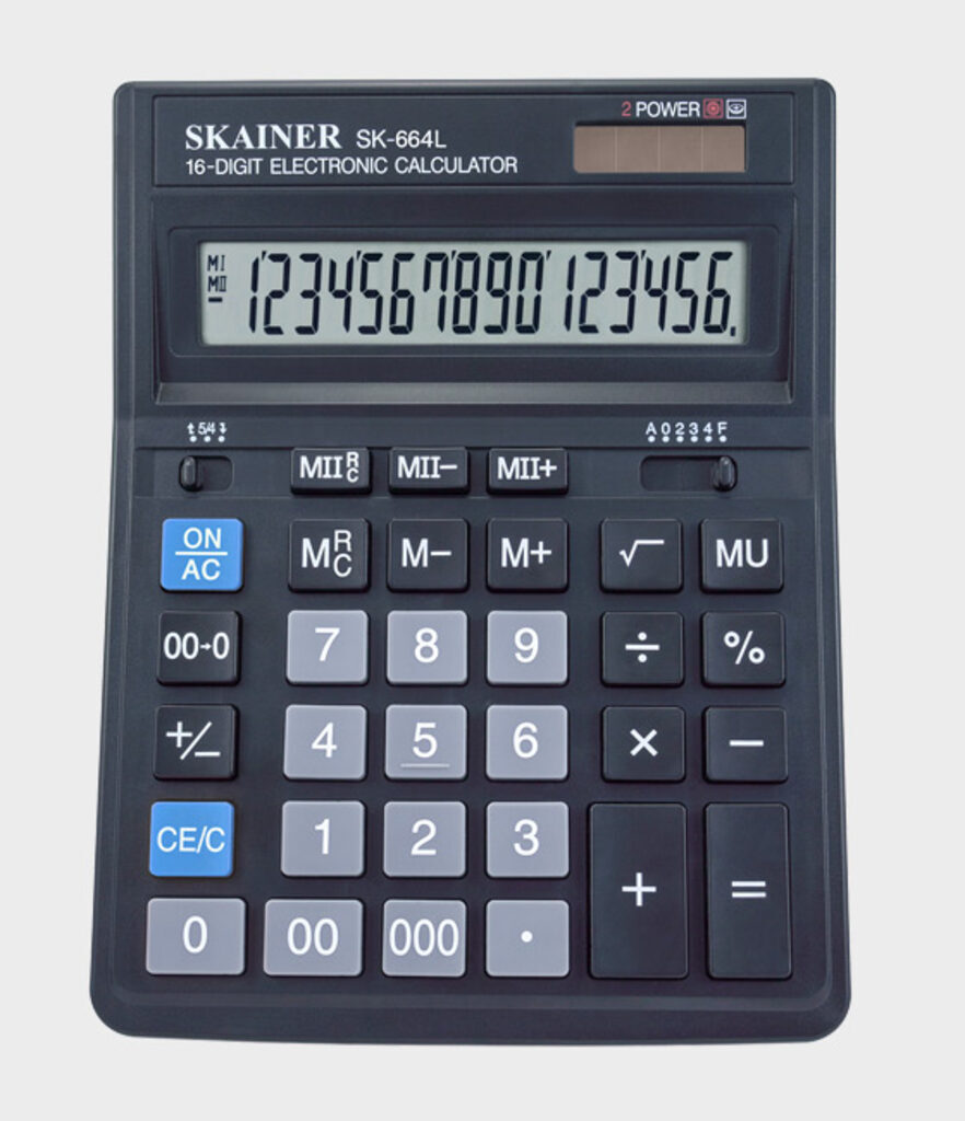Калькулятор  16 разр. Skainer  настольный двойное питание черный (аналог SDC-664)