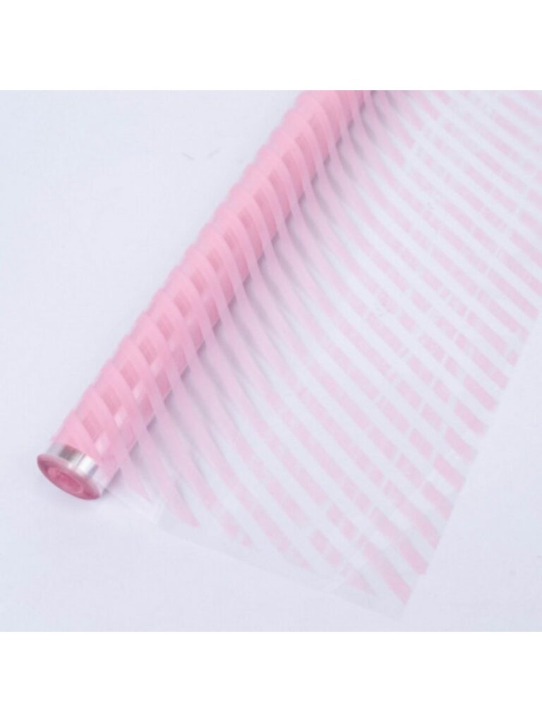 Пленка прозрачная с рисунком "Диагональ" розовая 40мкм  0,7*7,5м