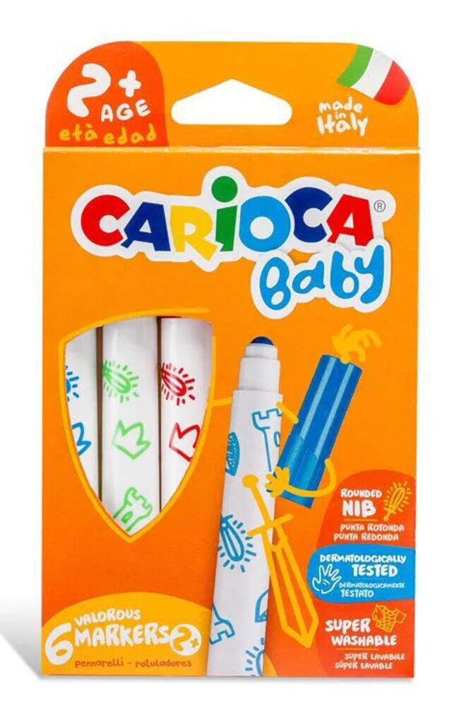 Фломастеры   6цв "Carioca Baby 2+ ", карт.упак