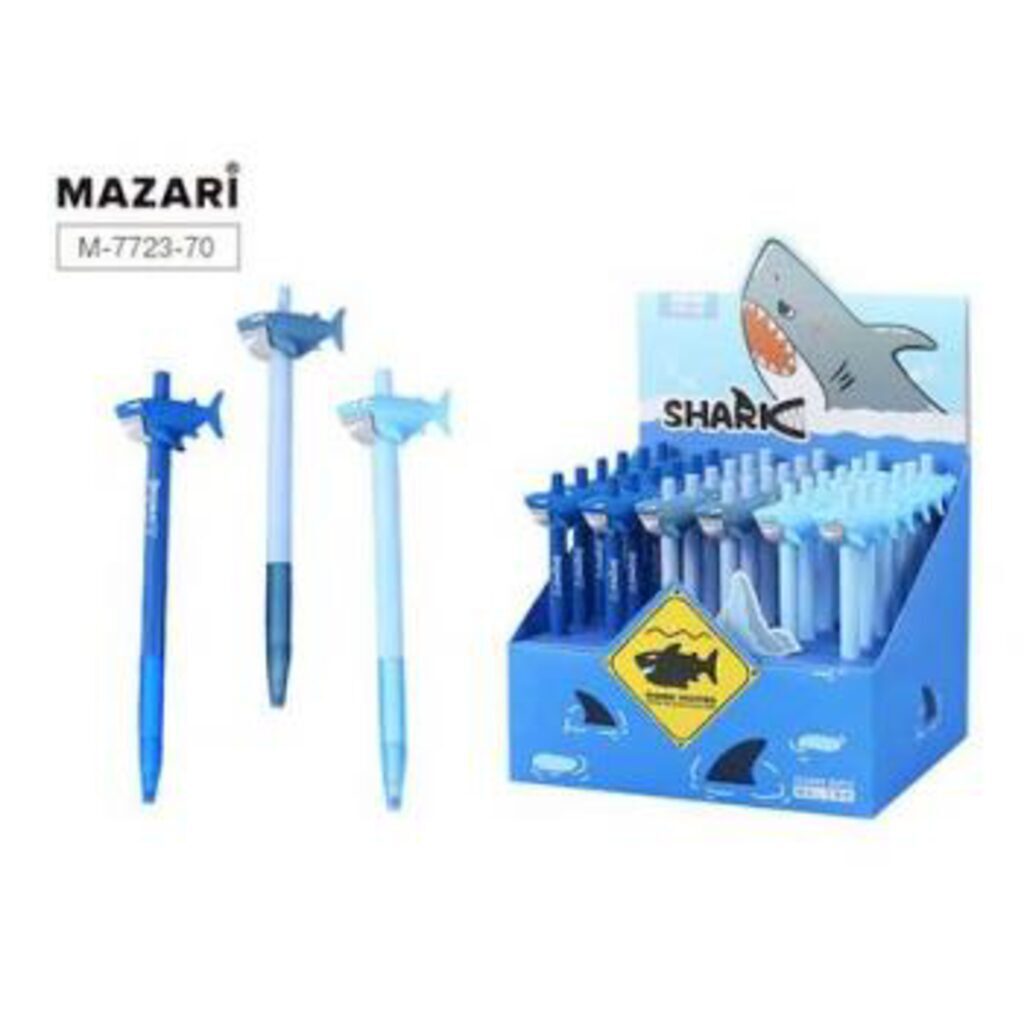 Ручка шар. автомат. "Shark" синяя, цв.пластик.корпус, 0,7мм