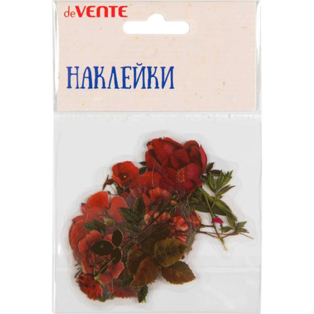 Декор наклейки для творчества "deVENTE. Red flowers" от 2x6 см до 5x6 см, ПВХ, ассорти