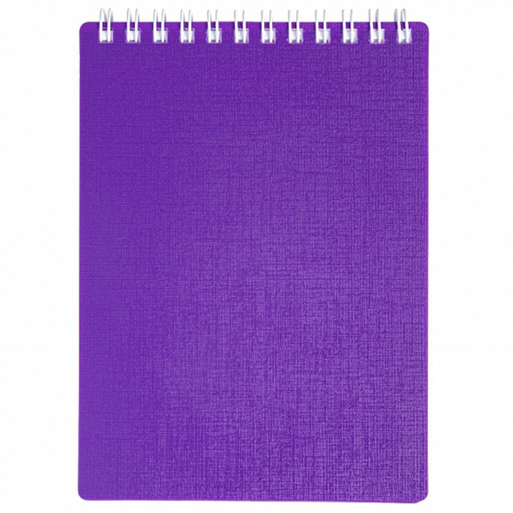 Блокнот А6 пласт.обл.  80л "Canvas. Фиолетовый" гребень, кл.