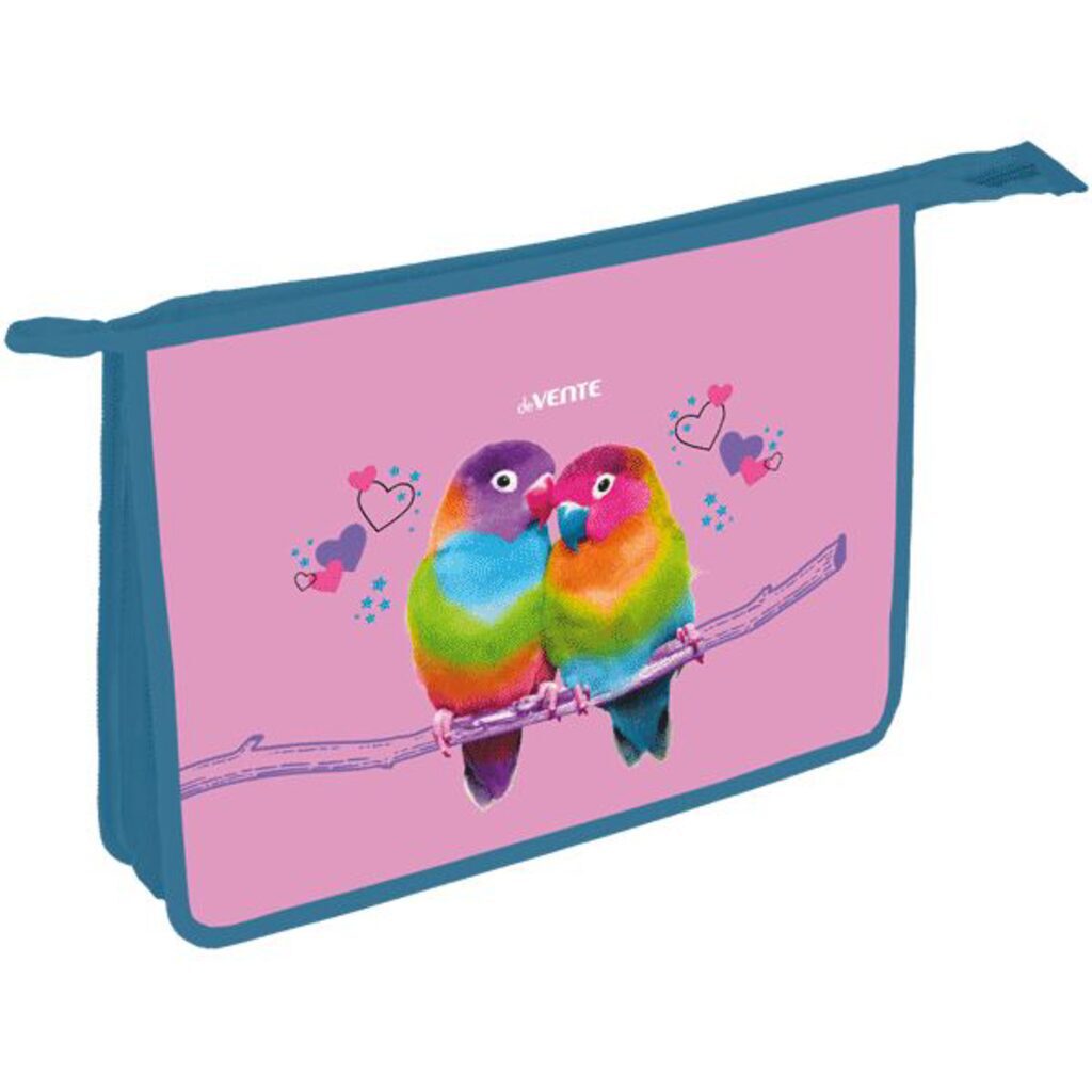 Папка д/труда А4 (337*243*80) 2отд. молния сверху, пластик" Lovebirds" конгр.тиснение