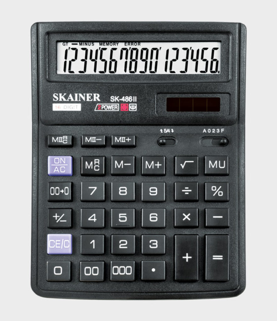 Калькулятор  16 разр. Skainer  настольный двойное питание черный (аналог SDC-395)