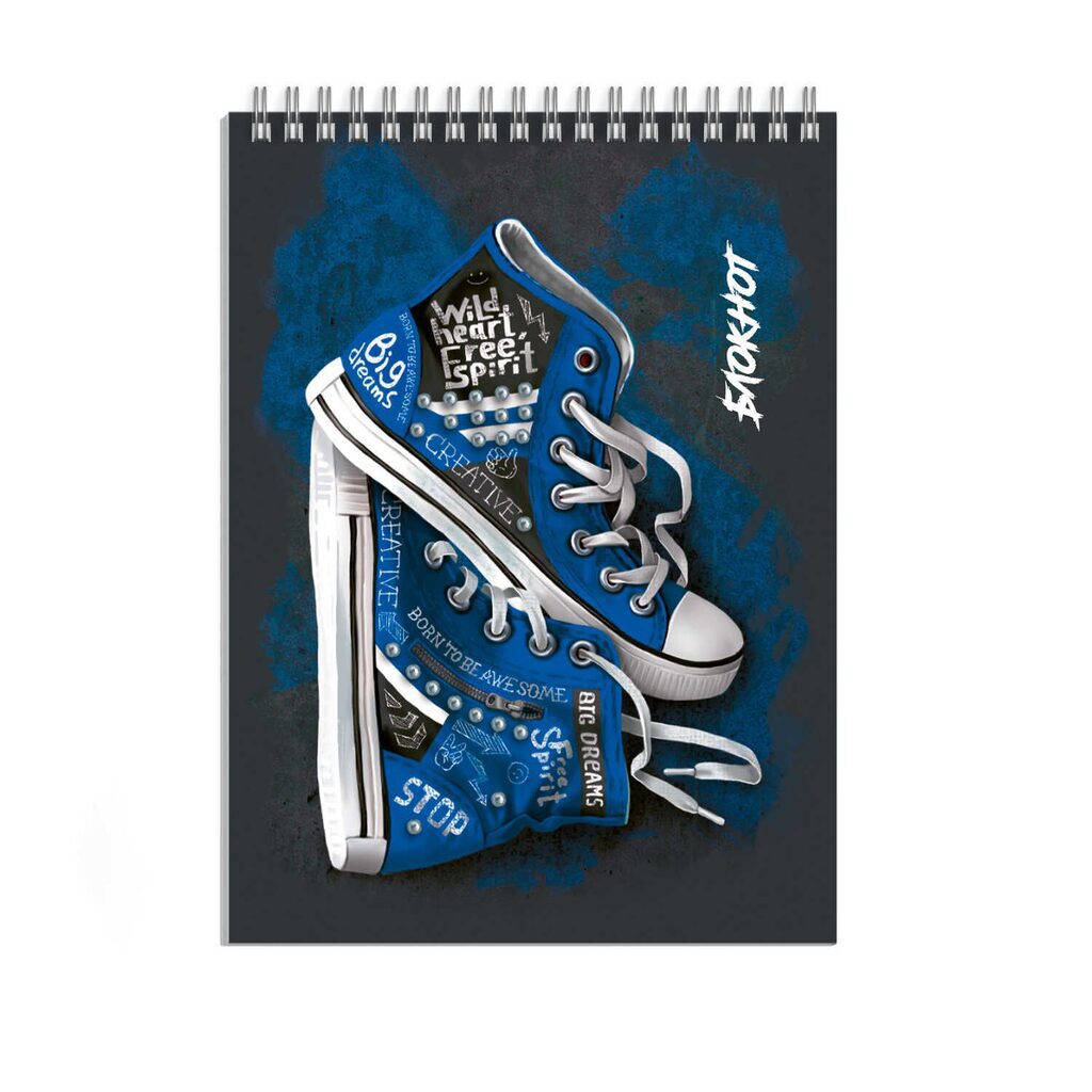 Блокнот А7  40л гребень "Кеды" клетка