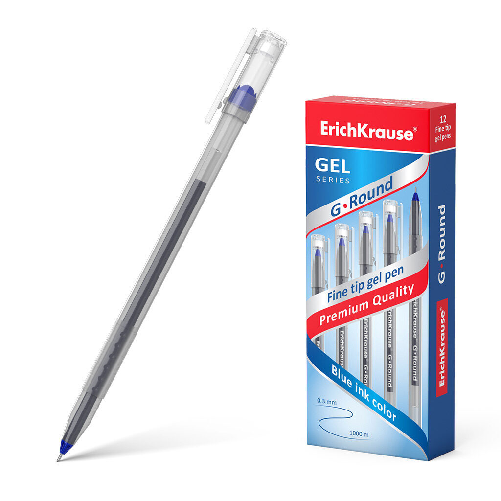 Ручка гелевая EK G-Round синяя, 0,5мм, матовый корпус