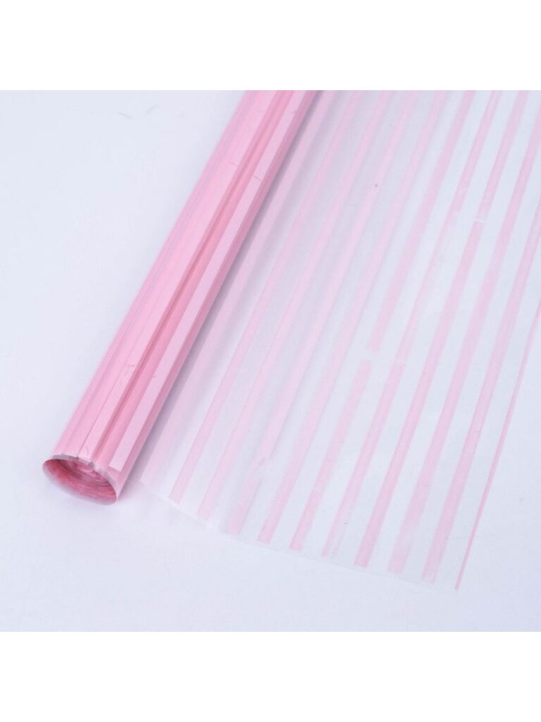 Пленка прозрачная с рисунком "Полосы узкие" нежно-розовый 40мкм  0,7*7,5м