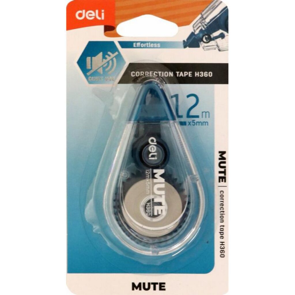Корректирующая лента Deli Mute 5мм*12м, прозрачный корпус блистер