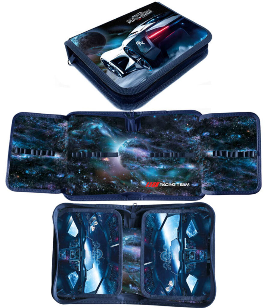 Пенал 1 отд. с 2-мя откид.пл. (200*140*40) молния, ткань "Space auto"