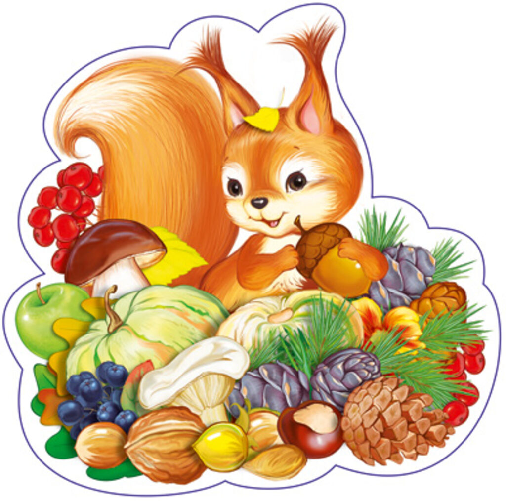 Вырубная фигурка 13*13см "Белочка в дарах осени"  УФ -лак