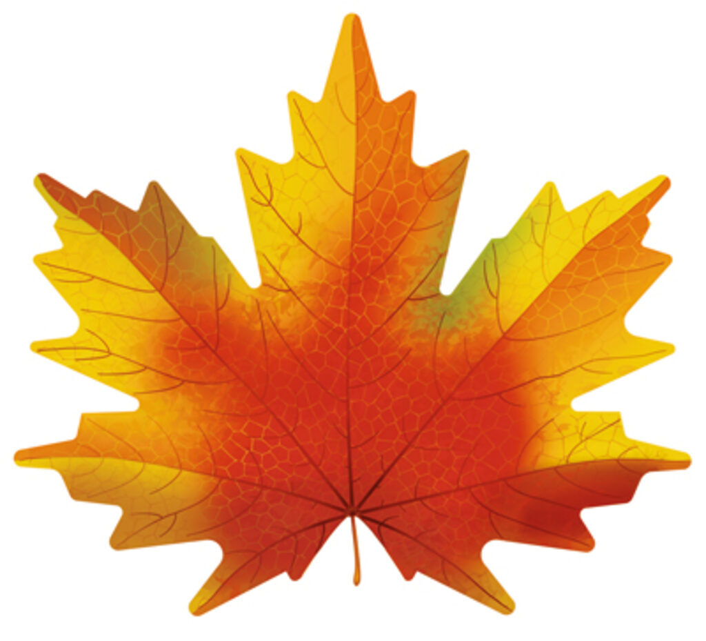 Вырубная фигурка 15*15см "Листочки. Клен оранжевый"  УФ -лак