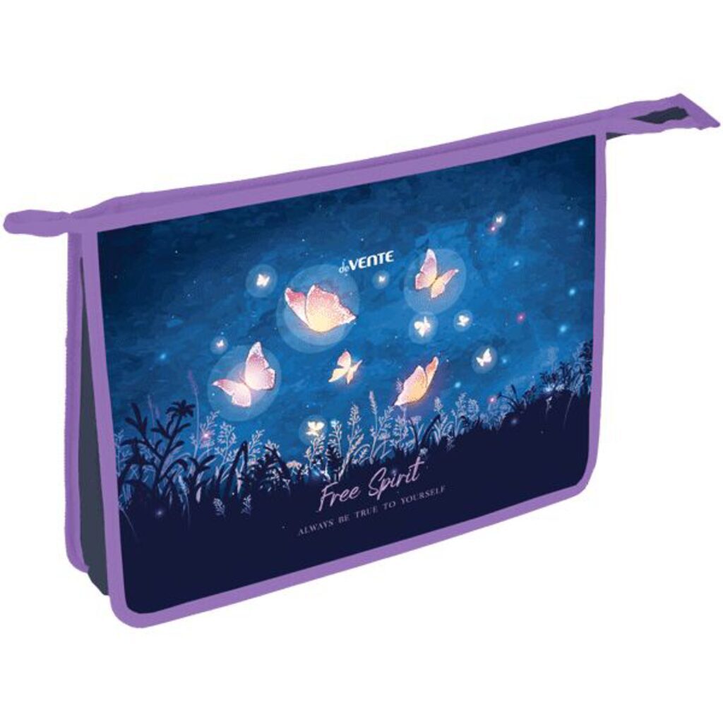 Папка д/труда А4 (337*243*80) 2отд. молния сверху, пластик" Free Spirit" конгр.тиснение