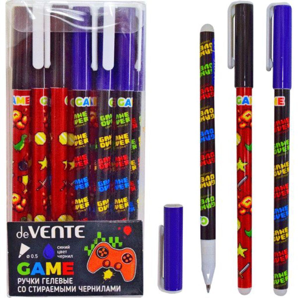Ручка гелевая стираемая deVENTE "Game" синяя, 0,5мм*