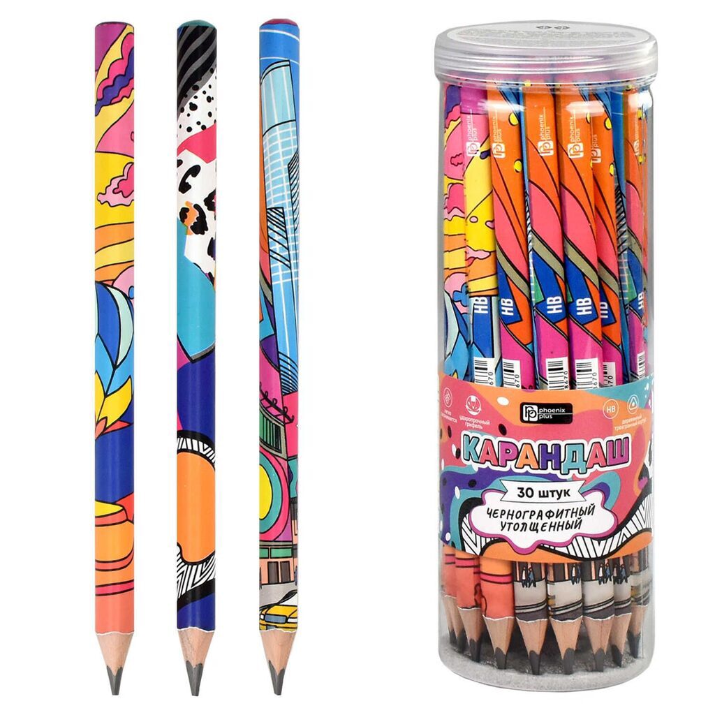 Карандаш ч/гр "Абстракция" утолщенный 4мм, НВ*