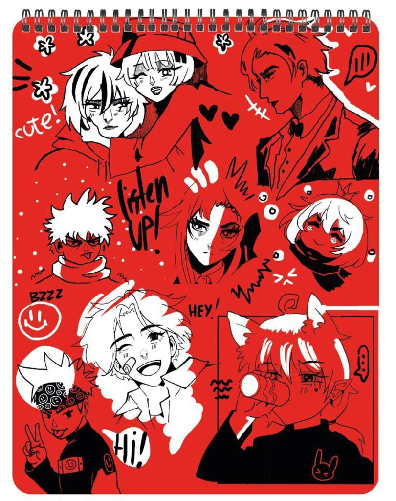 Скетчбук А5  60л., гребень, 120гр/м2, "Аниме красный"