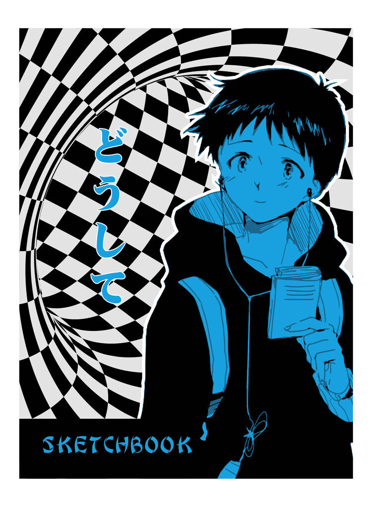 Скетчбук А5  60л., гребень, 120гр/м2, "Аниме мальчик с плейером"