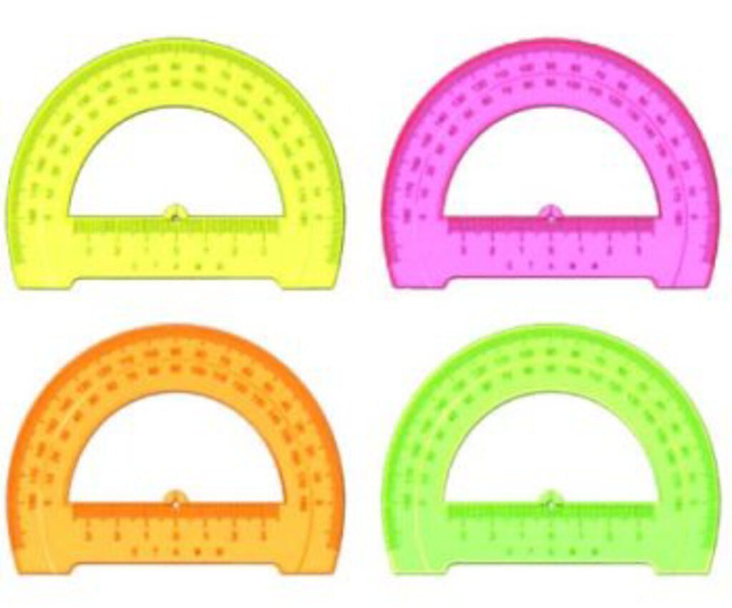 Транспортир 180гр. 12 см пласт. цветн. NEON  Crystal
