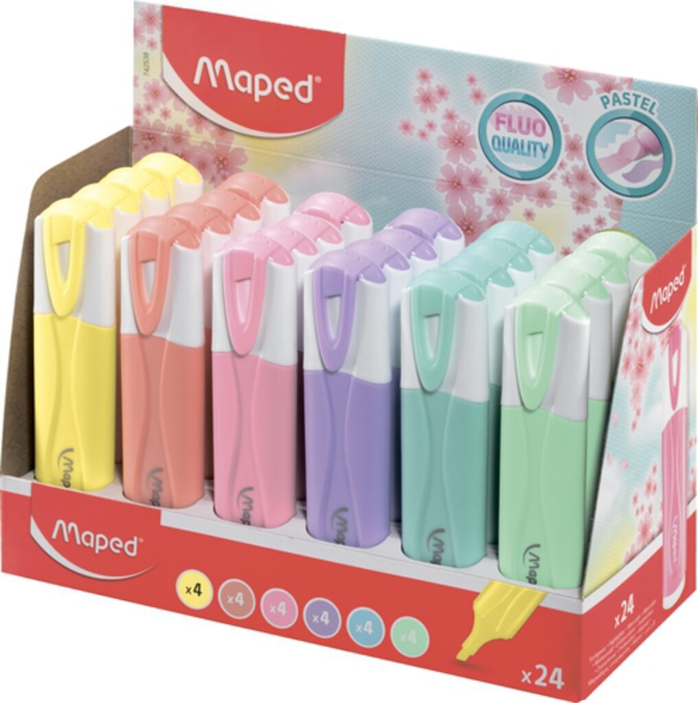 Текстовыделитель MAPED FLUO PEP'S Classic Pastel  6 цв. гибкий наконечник, ассорти,ОТГРУЗКА ДИСПЛЕЕМ