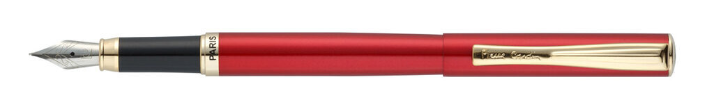 Ручка подарочная перьевая PIERRE CARDIN ECO, корпус красный, позолото, тонкий (F), 0,6-0,65 мм
