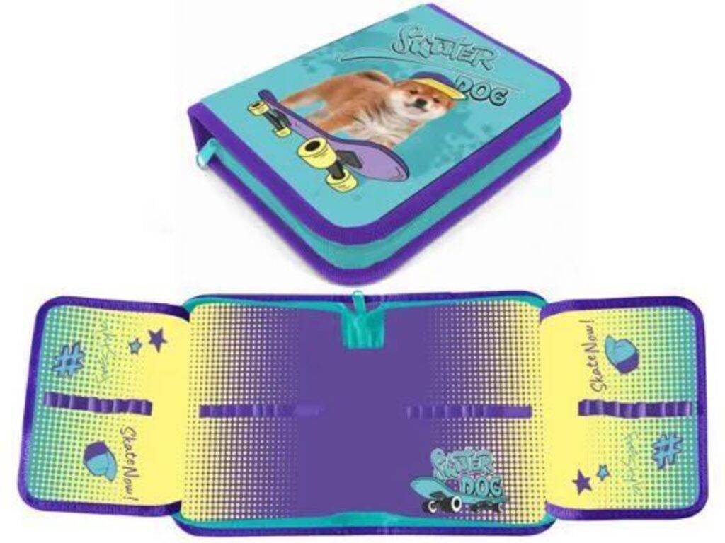 Пенал 1 отд. с 2-мя откид.пл. (200*140*40) молния, ткань "Skater dog"