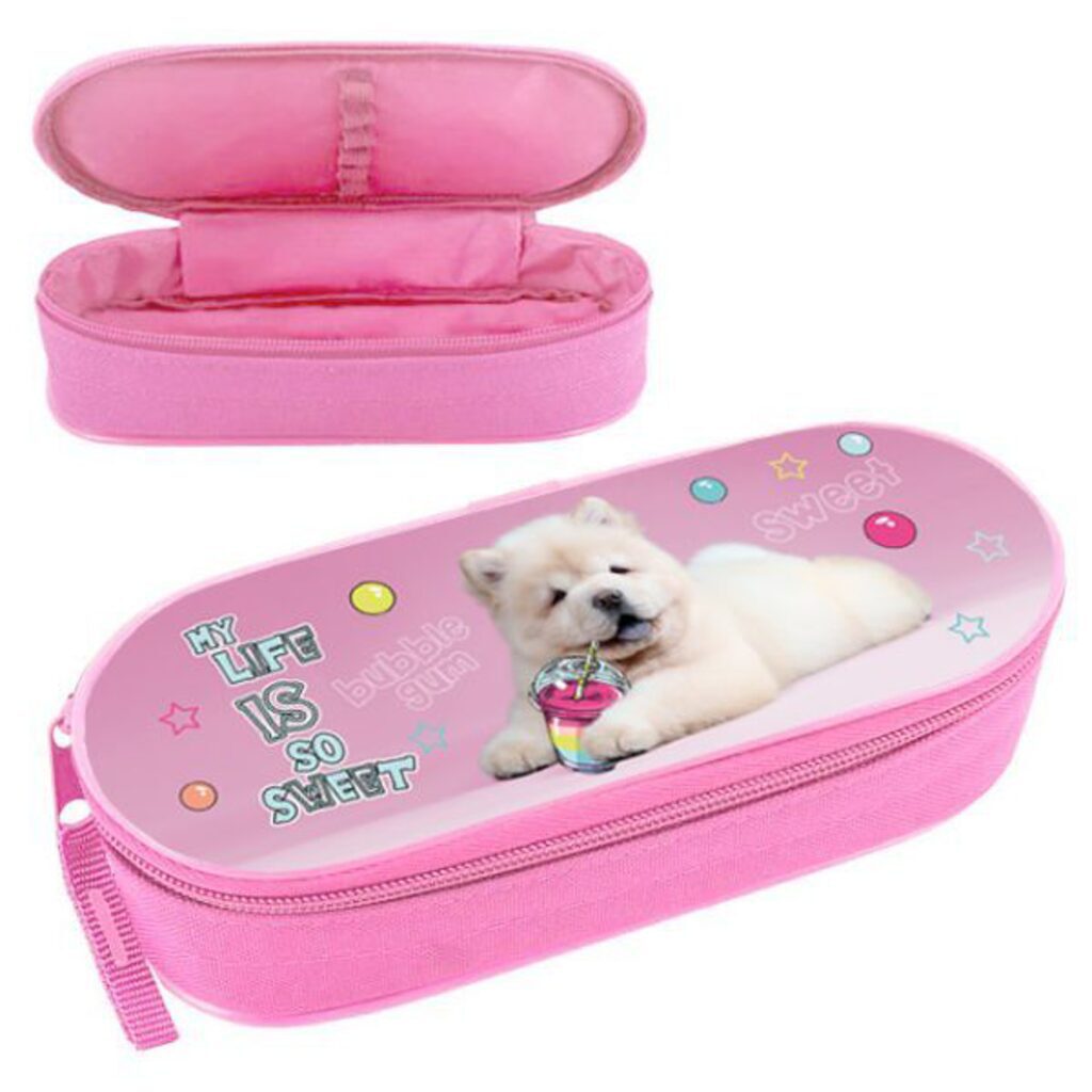 Пенал-косметичка с откид.крышкой (210*85*50) молния, ткань "Sweet dog"