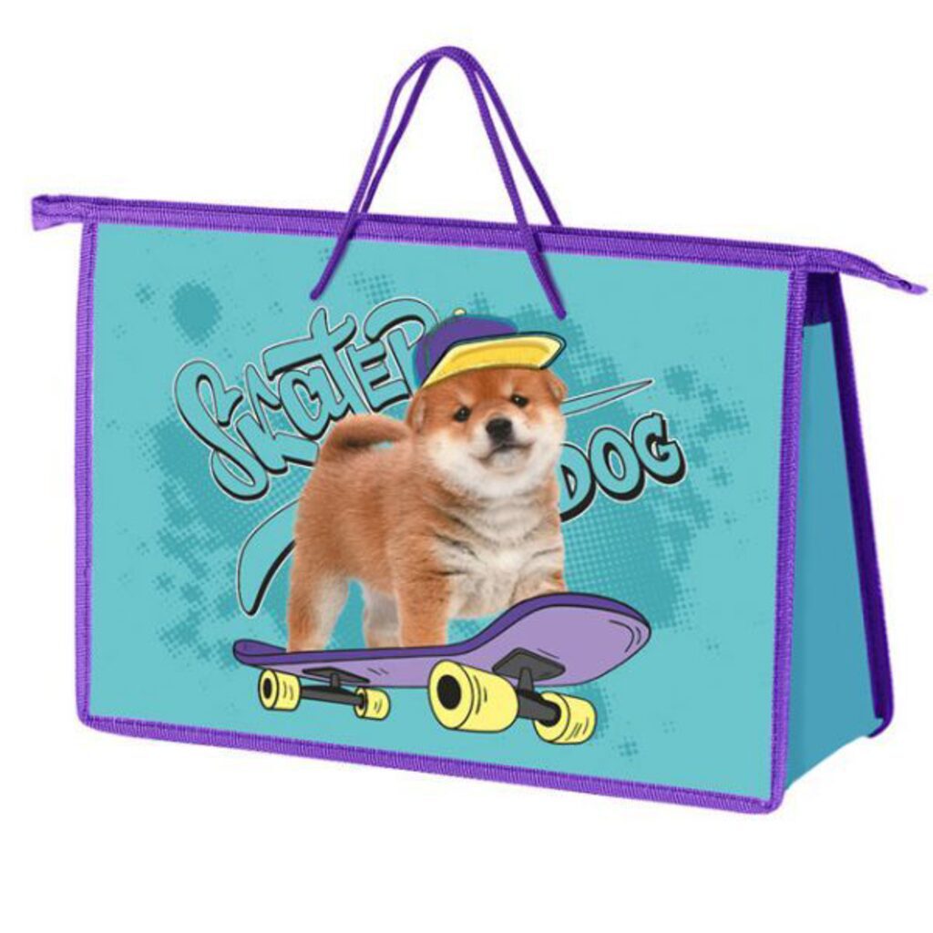 Папка А4 (340*245*75) с ручками, молния, пластик "Skater dog"