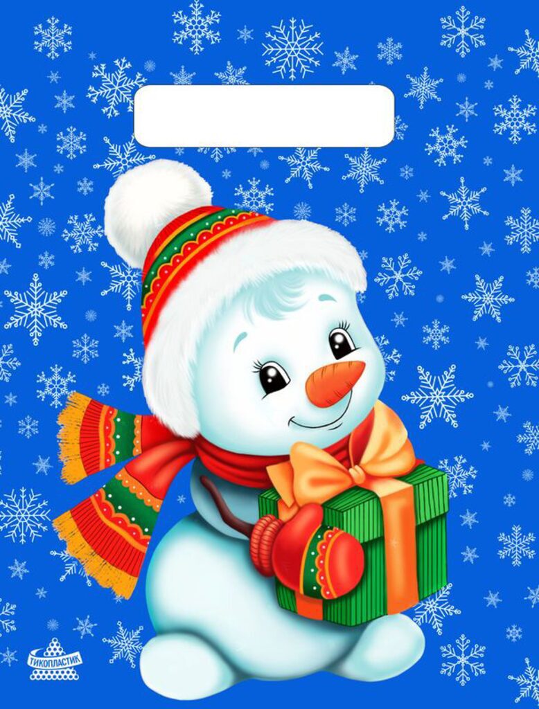 Пакет 25*19см (30мк) с вырубной ручкой "Милый снеговичок" ПВД