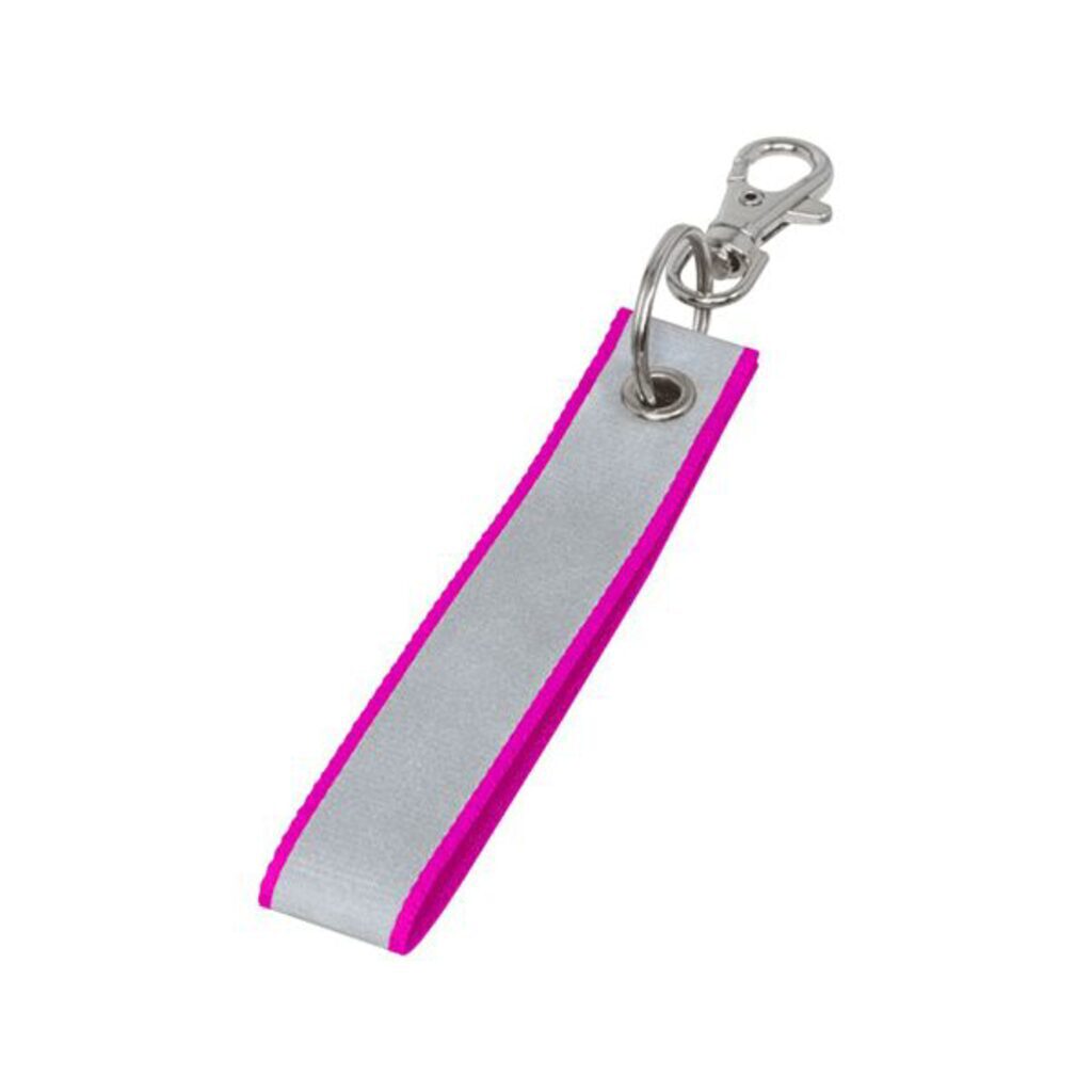 Брелок светоотражающий ПВХ " Tape" с карабином на неоново-розовой ленте