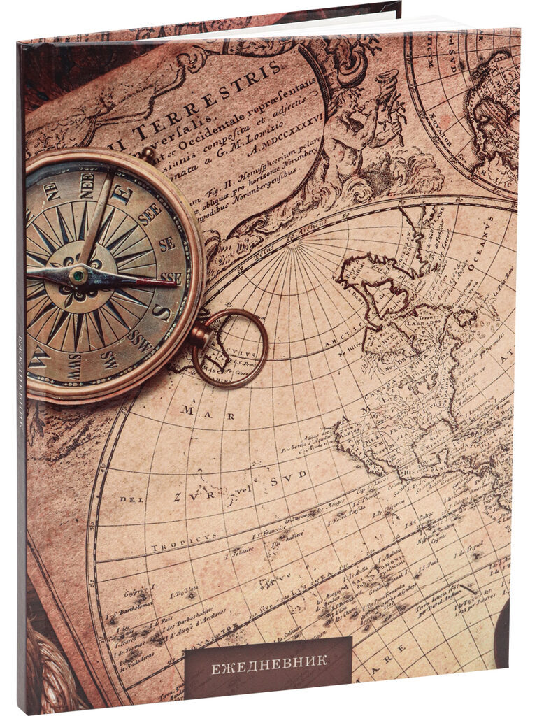 Ежедневник недат. А5  64л., 7БЦ "Карта и компас" глянц.лам., блок с точкой ч/з стр.
