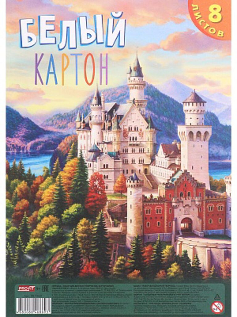 Картон белый А4  8л. немелов., одностор., пл. 200 г/м2, клеевой кор.
