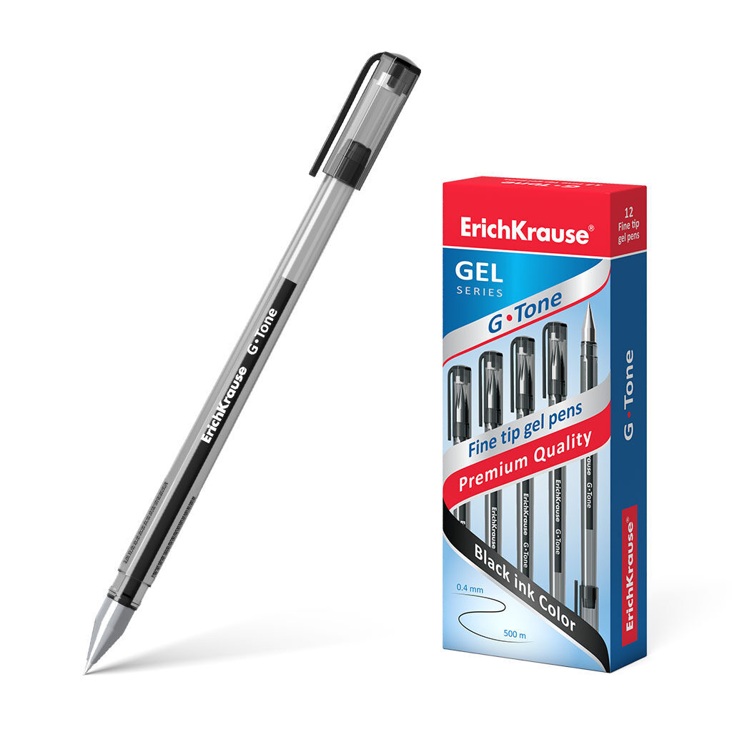 Ручка гелевая EK G-TONE черная, 0,5мм, черн. тонир.корпус