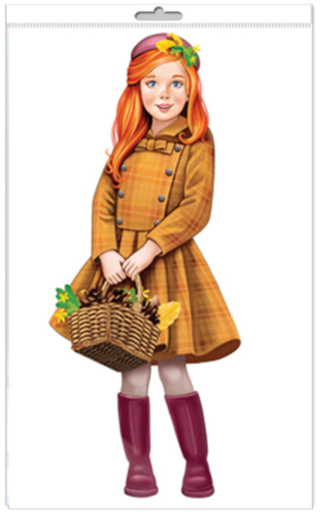 Плакат фигурный 30*40см "Девочка с корзиной осенних листьев"