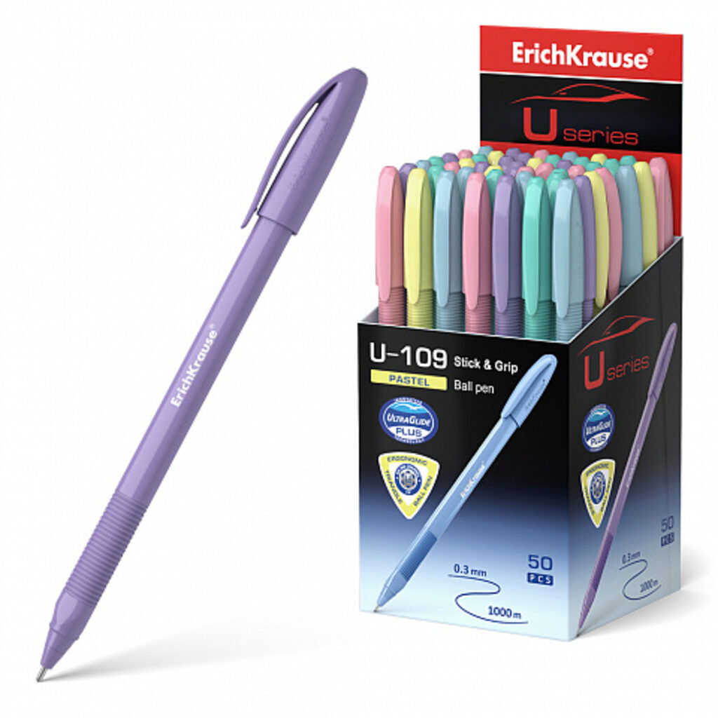 Ручка шар. ЕК ULTRA GLIDE U-109 Pastel Stick &amp; Grip U-109 синяя, 1мм, цветной.корп.