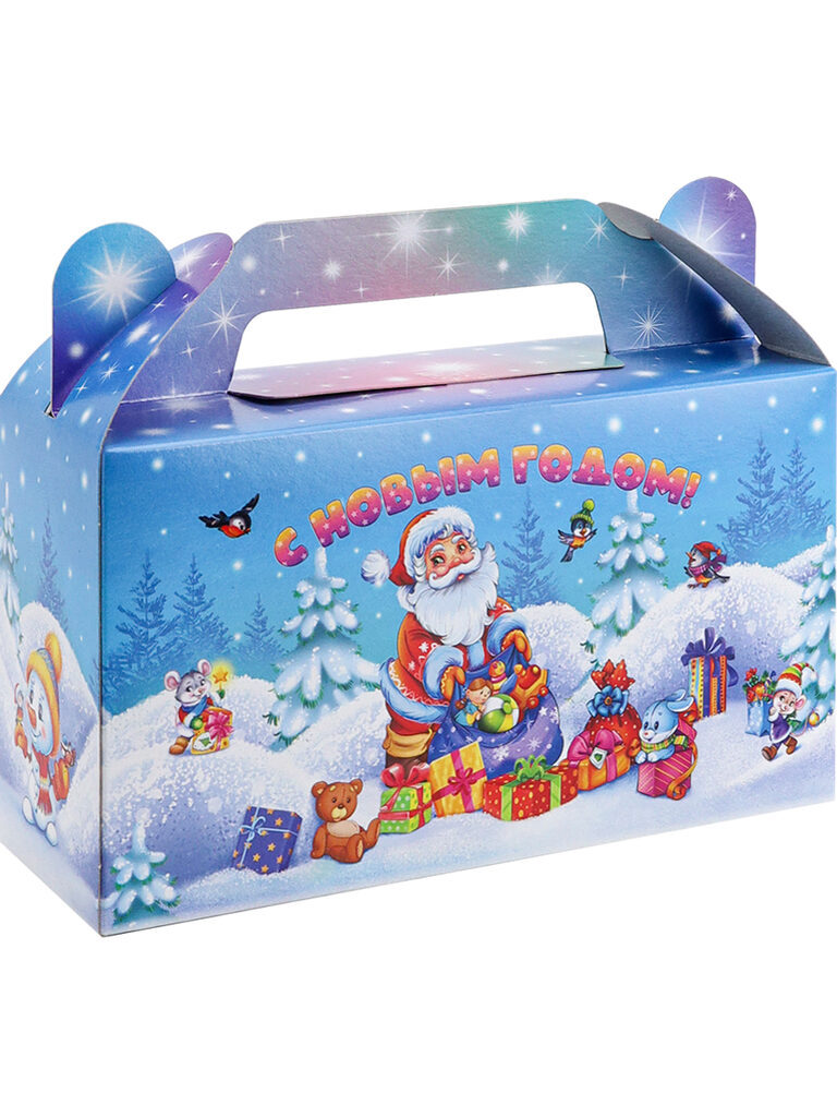 Коробка для конфет  500гр Сундучок "Дед Мороз с подарками"