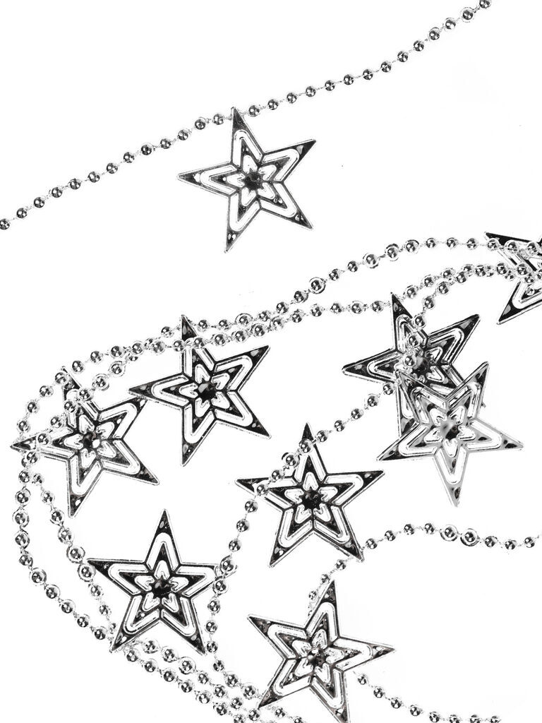 Бусы декоративные  2,7м "Яркие звезды" в индивид. упаковке, серебро