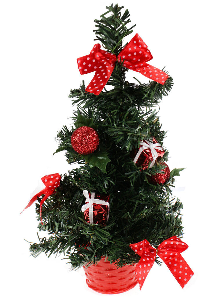 Декор новогодний "Ёлка с красными украшениями" 30см