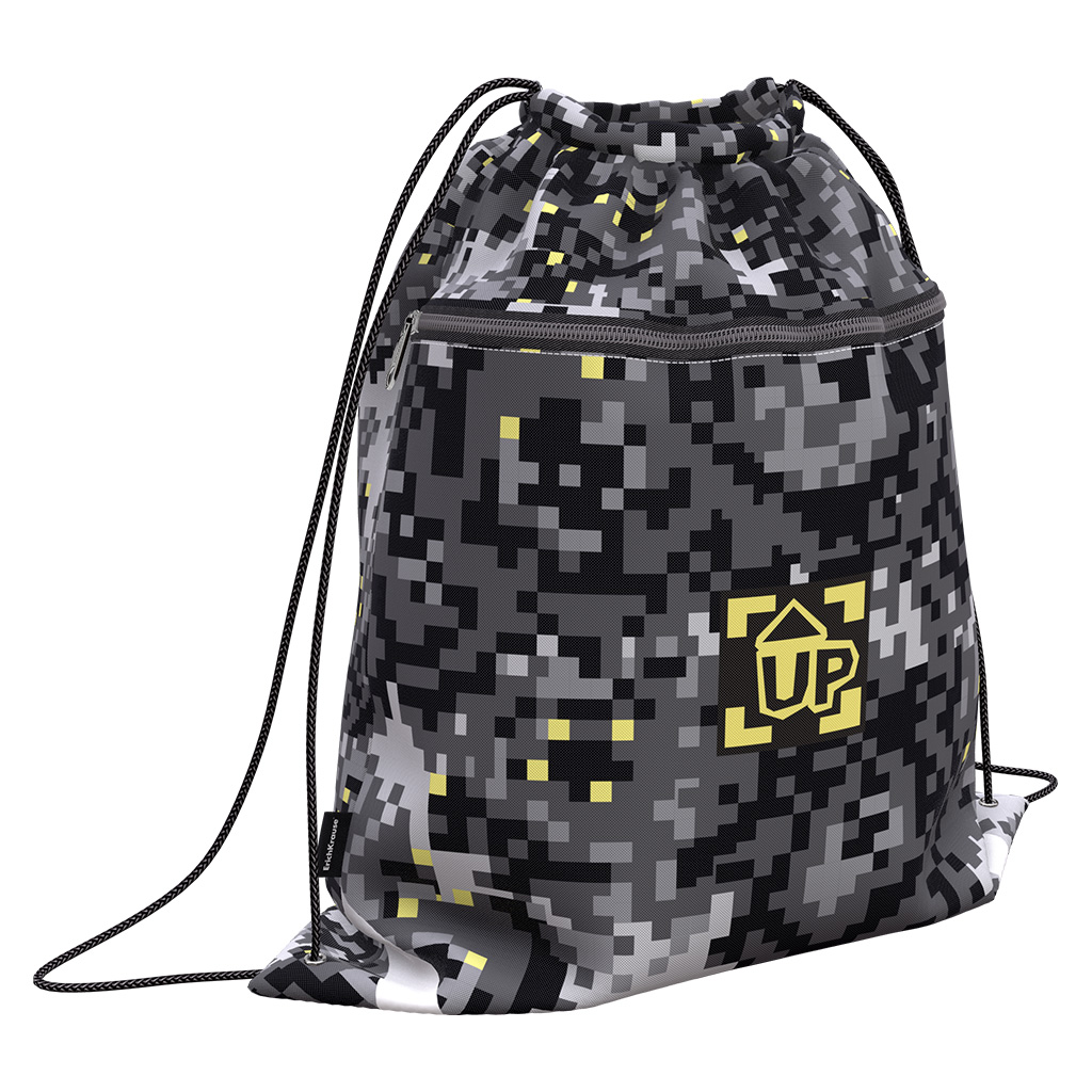 Мешок для обуви ErichKrause с карманом на молнии 500x410мм Pixel Game